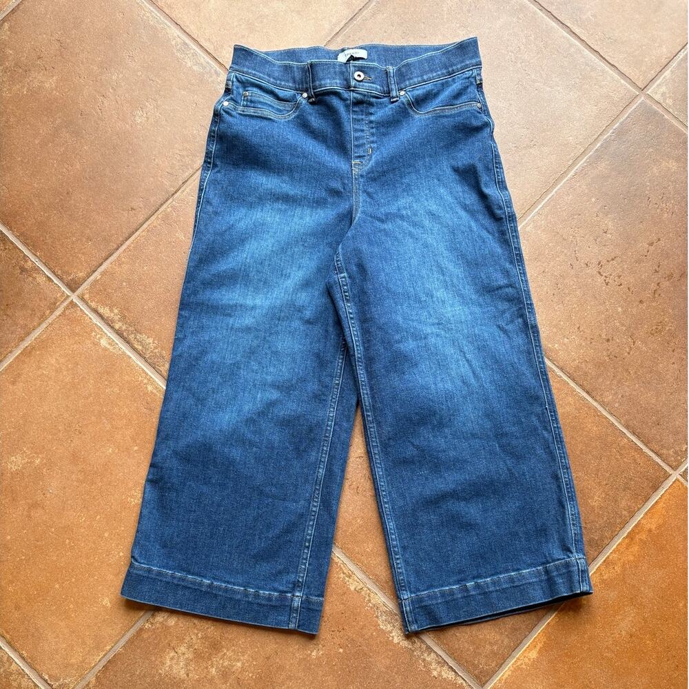 Spanx Wide Leg Cropped High Waist Pull On Jeans - Medium Wash size XL - Picture 7 of 8